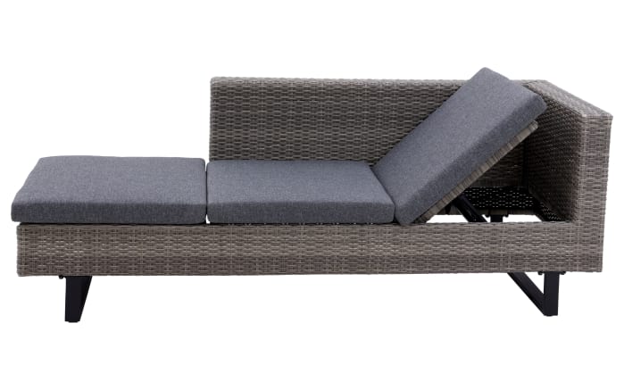 3 teiliges Gartenlounge Sofa Set Bahrain, Aluminiumgestell schwarz matt, Geflecht grau-04