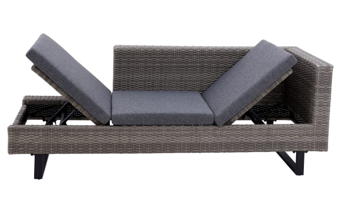 3 teiliges Gartenlounge Sofa Set Bahrain, Aluminiumgestell schwarz matt, Geflecht grau-05