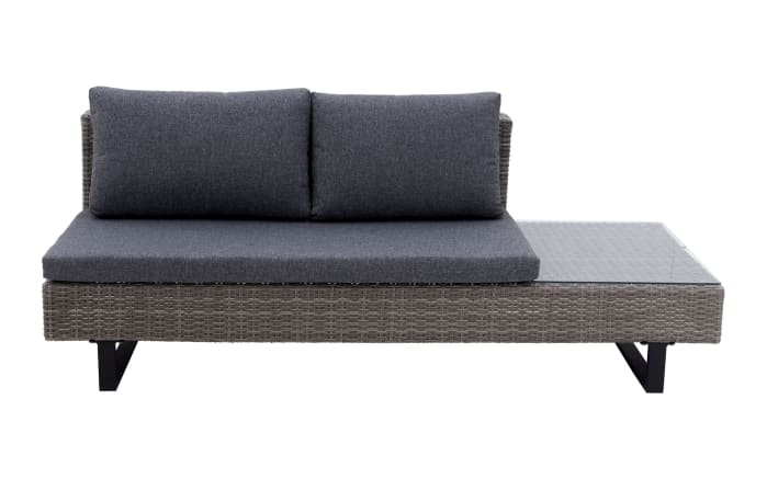 3 teiliges Gartenlounge Sofa Set Bahrain, Aluminiumgestell schwarz matt, Geflecht grau-06