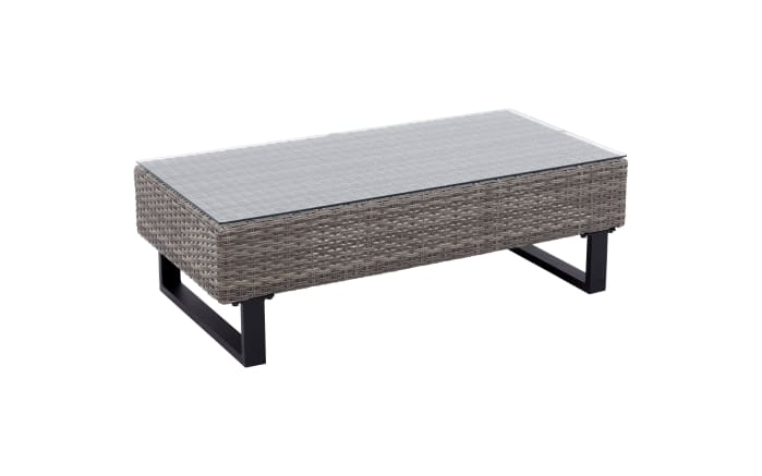 3 teiliges Gartenlounge Sofa Set Bahrain, Aluminiumgestell schwarz matt, Geflecht grau-07