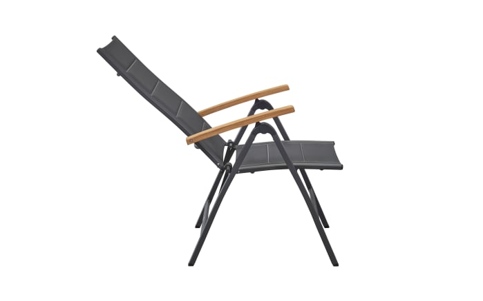 Klappsessel Unicamo, anthrazit, Armlehnen Teakholz-04