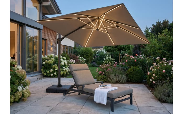 Sonnenschirm, beige, 300 x 256 cm, inkl. LED Solarbeleuchtung-06