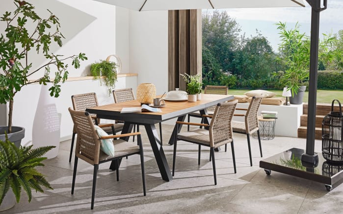 Ausziehtisch Latea, anthrazit/Teakholz, inkl. Synchron-Auszug-09