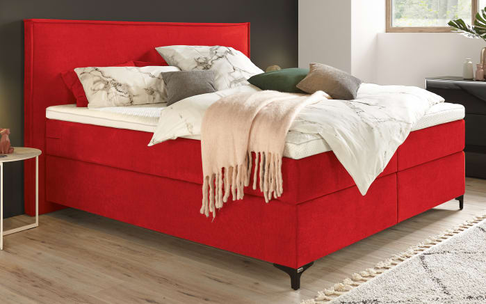 Boxspringbett Dubai, rot, 160 x 200 cm-01