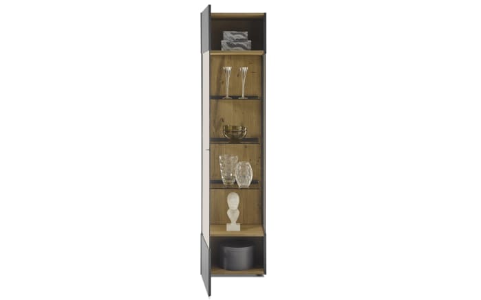 Vitrine Trevio, Kerneiche Umato, anthrazit, links angeschlagen-06