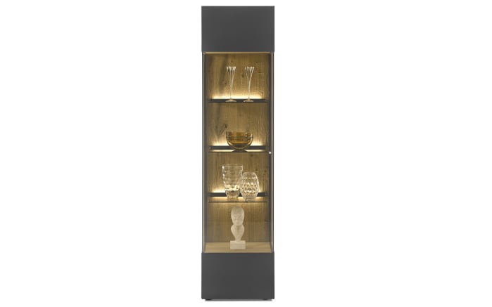 Vitrine Trevio, Kerneiche Umato, anthrazit, links angeschlagen-05