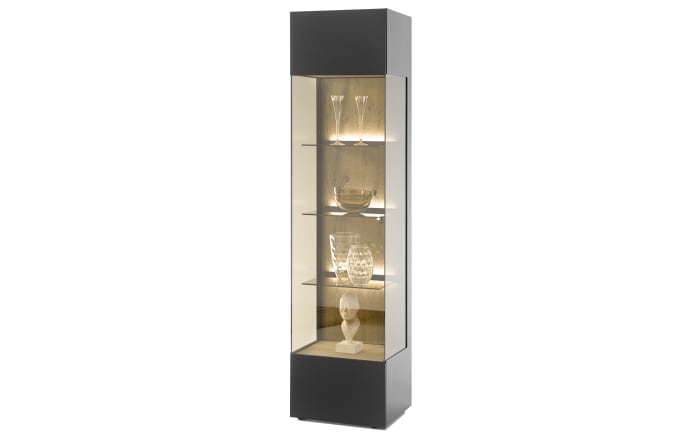 Vitrine Trevio, Kerneiche Umato, anthrazit, links angeschlagen-04