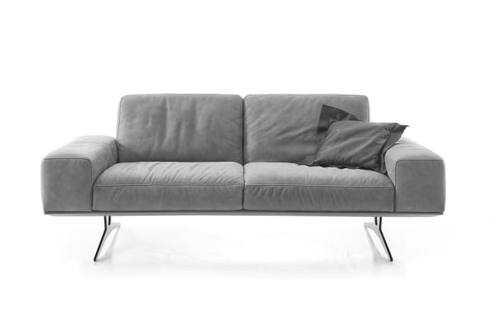 Leder Sofa 2-Sitzer, grau-01