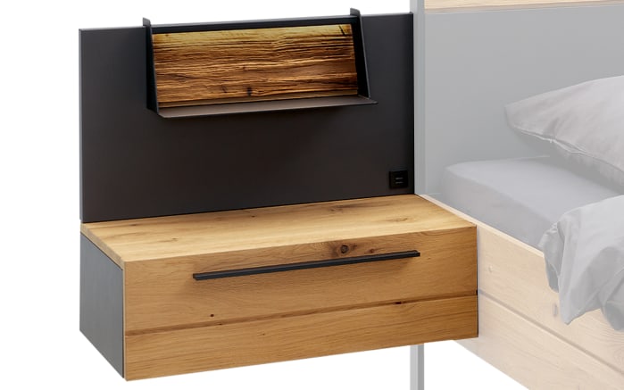 Schlafzimmer Joline, Lack graphit/Wildeiche massiv, 180 x 200 cm, Schrank 299 x 222 cm-05