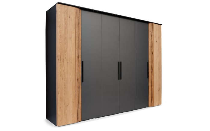 Drehtürenschrank Joline, Lack graphit/Wildeiche massiv, 299 x 222 cm-02