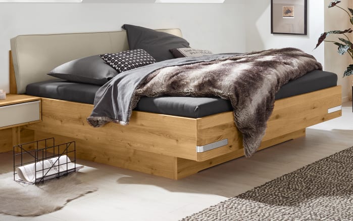 Doppelbett Savona 2.0, Bianco-Eiche massiv, 180 x 200 cm, mit Polsterkopfteil-01