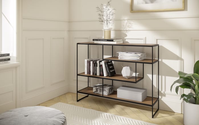 Regal Toscana, Nussbaum geölt/schwarz-02