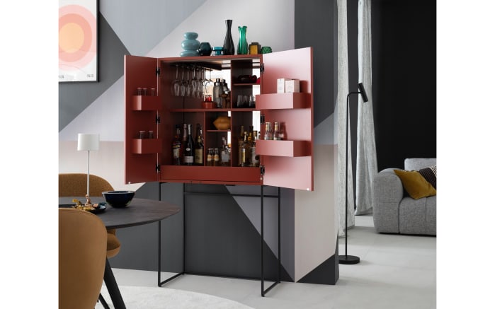 Barschrank Amaya, indisch rot, inkl. Beleuchtung -02