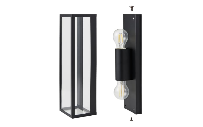 Wandleuchte Amezola, klar/schwarz, IP44, 38 cm-02