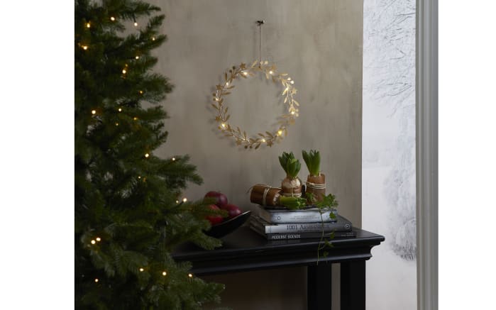 Metall Kranz mit Beleuchtung Holiday, goldfarbig, 28 cm-04