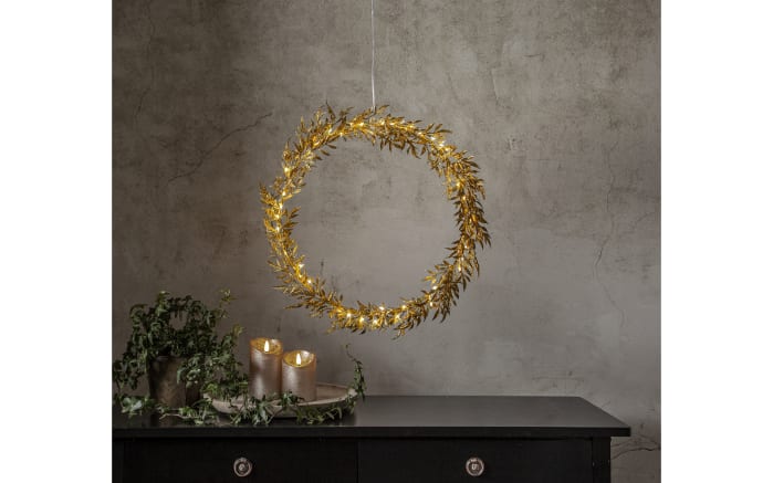 Kranz mit Beleuchtung Holiday, goldfarbig, 44 cm-03