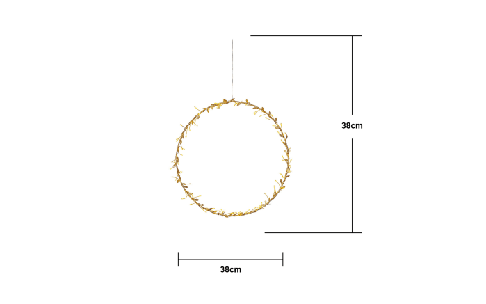 Kranz mit Beleuchtung Holiday, goldfarbig, 38 cm-02