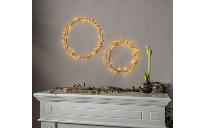 Kranz mit Beleuchtung Holiday, goldfarbig, 38 cm-05