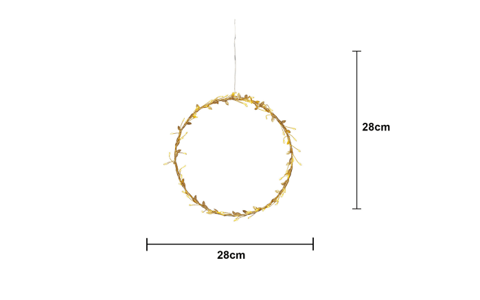Kranz mit Beleuchtung Holiday, goldfarbig, 28 cm-02