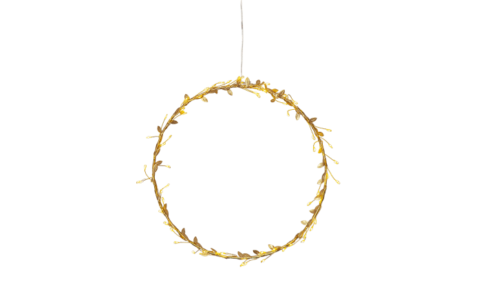 Kranz mit Beleuchtung Holiday, goldfarbig, 28 cm-01