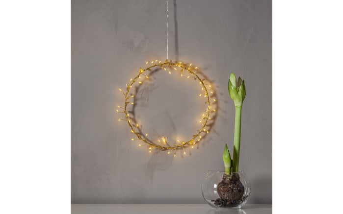 Kranz mit Beleuchtung Holiday, goldfarbig, 28 cm-04