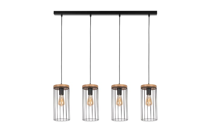 Pendelleuchte Tonsa, schwarz/Eiche geölt, 4-flammig, 81 cm-02