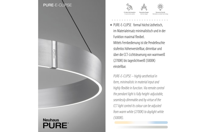 LED-Pendelleuchte Pure E-Clipse, aluminiumfarbig, 240 cm-08
