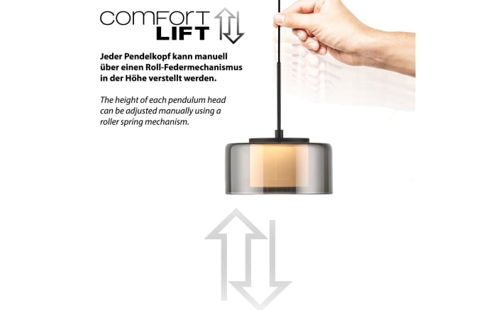 LED-Pendelleuchte Rika, schwarz, 3-flammig, 180 cm, inkl. Höhenverstellung-04