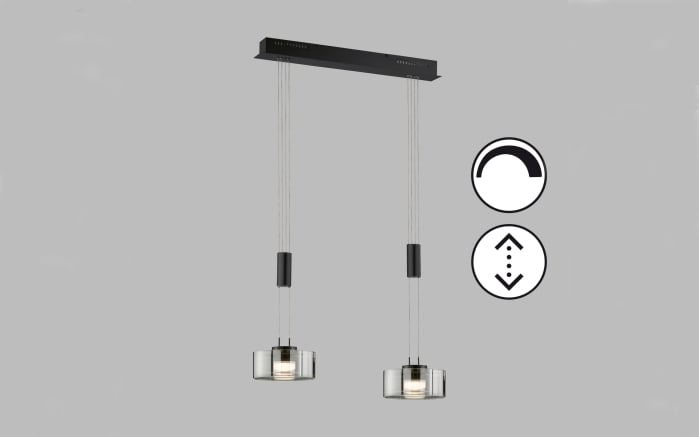 LED-Pendelleuchte Lavin, sandschwarz/rauch, 2-flammig-05