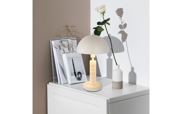 Tischleuchte Janie, sandfarbig/Travertine-Nachbildung-07