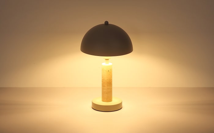 Tischleuchte Janie, sandfarbig/Travertine-Nachbildung-08