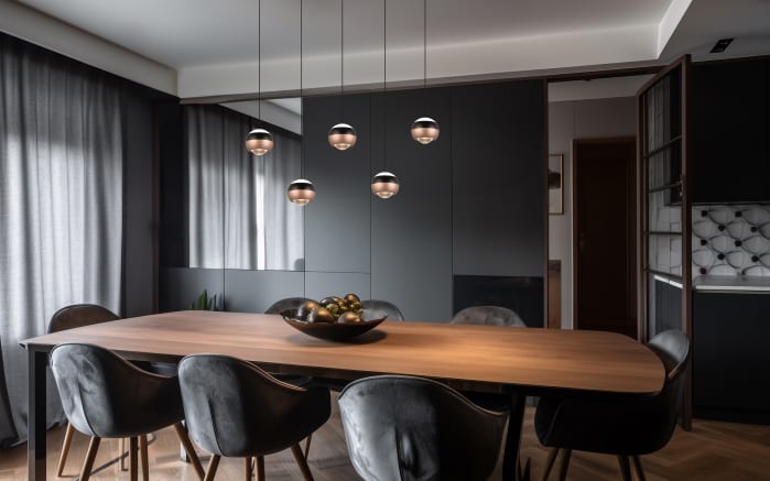 LED-Pendelleuchte Orbit, schwarz/coffee, 5-flammig, 100 cm, inkl. Dimmfunktion-09