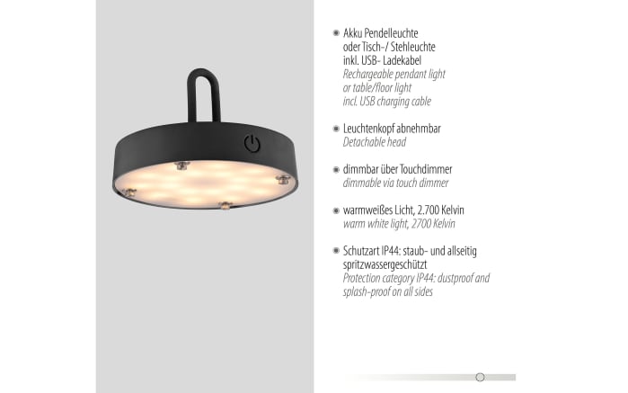 LED-Akkupendelleuchte Akuba, schwarz, 36 cm, inkl. Memoryfunktion-06