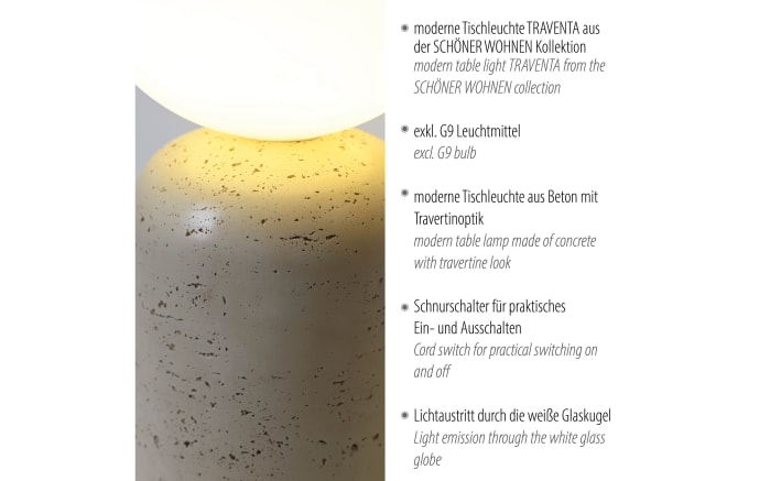 Tischleuchte Traventa, Travertin-Nachbildung-08