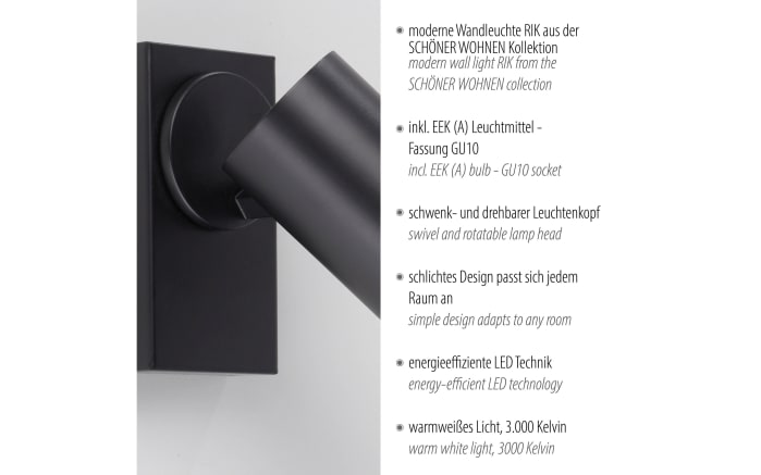 Wandleuchte Rik, schwarz-08