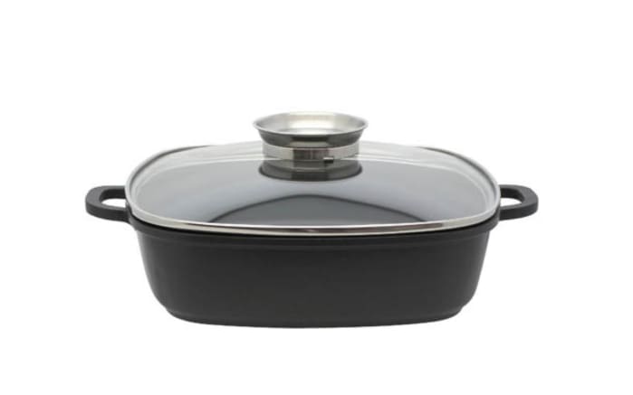 Servierpfanne mit Glasdeckel eckig Alucast, 28 cm-01