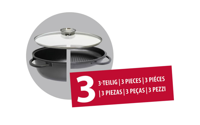 Alugussbräter Alucast, Glas-und Grilldeckel, 38 cm-05