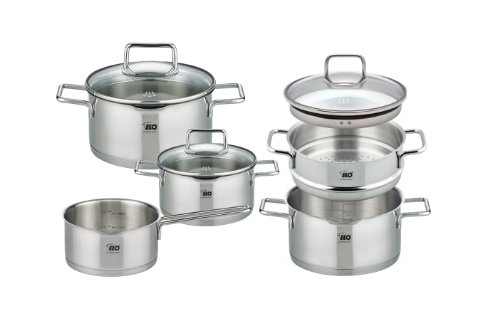 Topfset Smart Steam aus Edelstahl in silber, 5-teilig-01