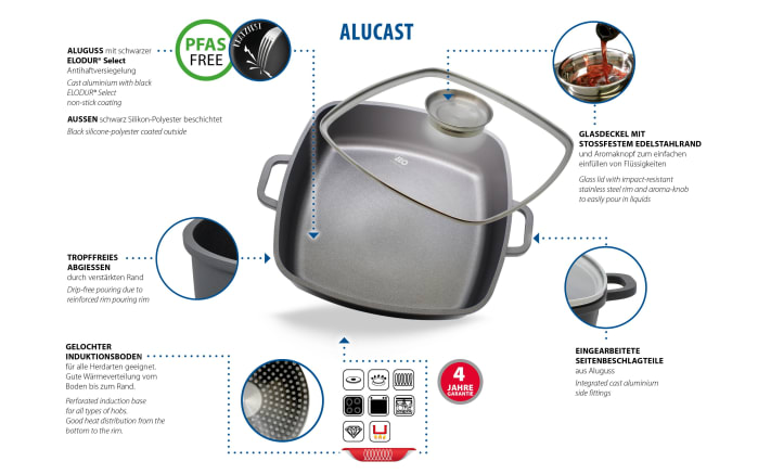 Servierpfanne Alucast, eckig, 28 cm-06
