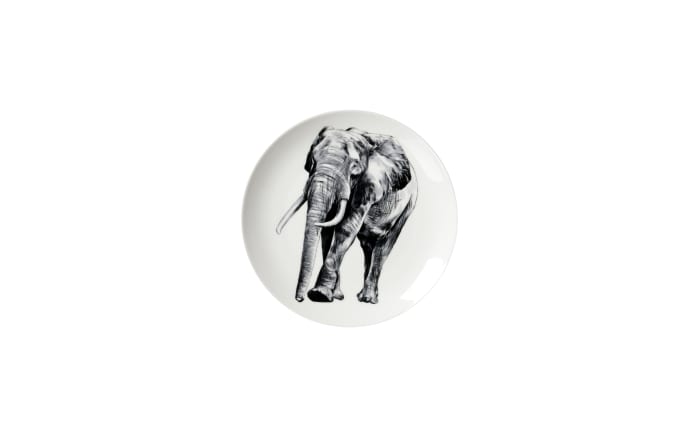 Dessertteller Safari, Porzellan, schwarz, Elefant-01
