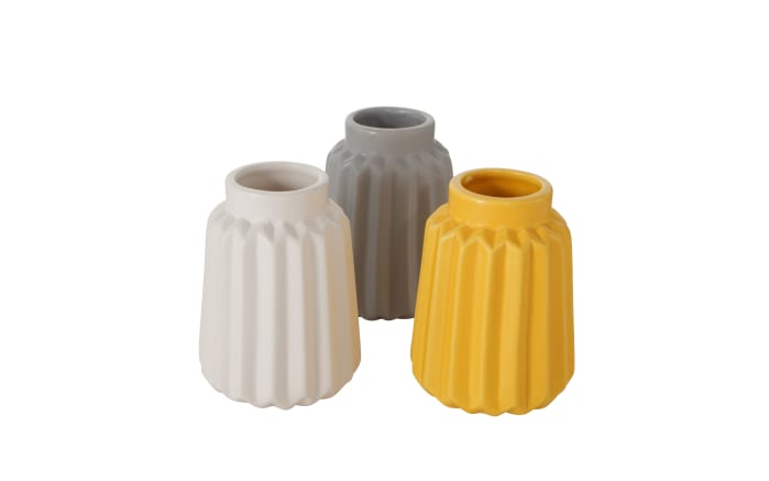 Vase Raiga, grau/weiß/gelb, 10 cm-01