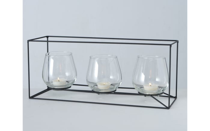 Windlicht Paolo, Metall schwarz, Glaseinsatz transparent, 15 cm -03