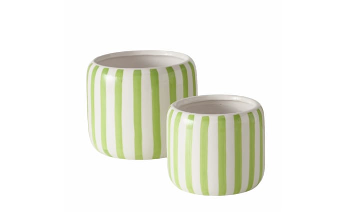 Übertopfset Linea, grün/weiß, 2-teilig-01