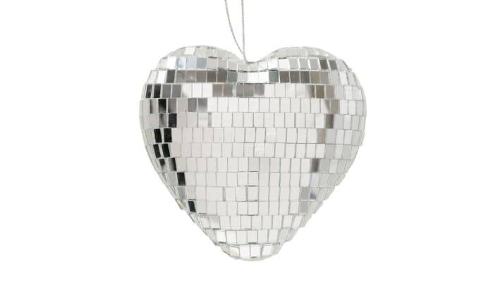 Dekoanhänger Disco Herz, silber, 10 cm