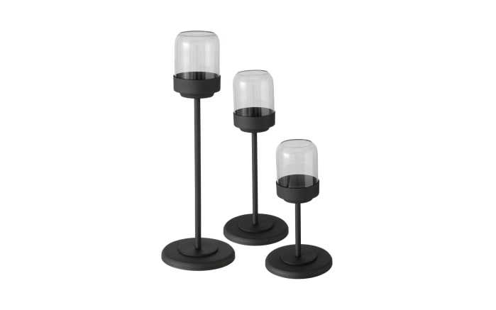 Windlichtset Senza, schwarz, 3-teilig