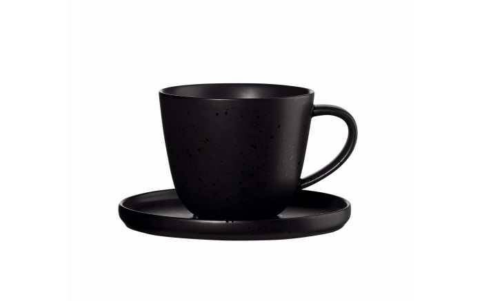 Kaffeetasse mit Unterteller coppa kuro, Porzellan, schwarz