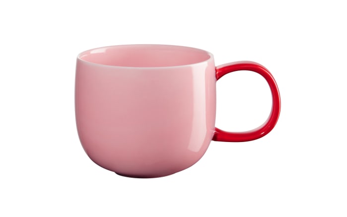 Henkelbecher Joy, Tasse rosa/Henkel rot, 04 l