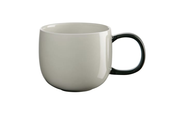 Henkelbecher Joy, Tasse grau/Henkel schwarz, 0,4 l