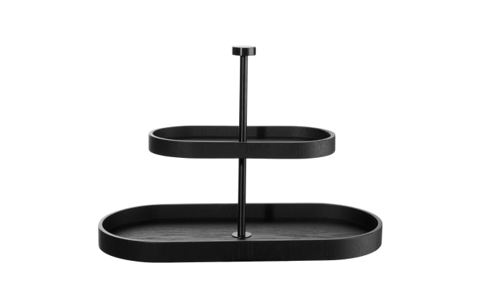 Etagere 2-stufig, wood/Weidenholz schwarz, 35,5 cm
