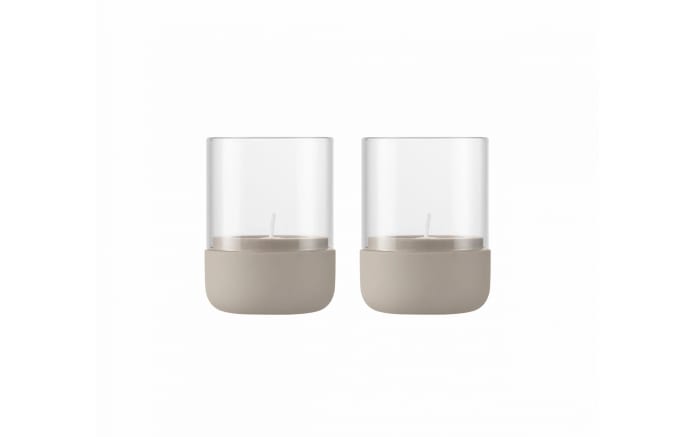 2er-Set Windlicht Calma, braun XS, 9,5 cm